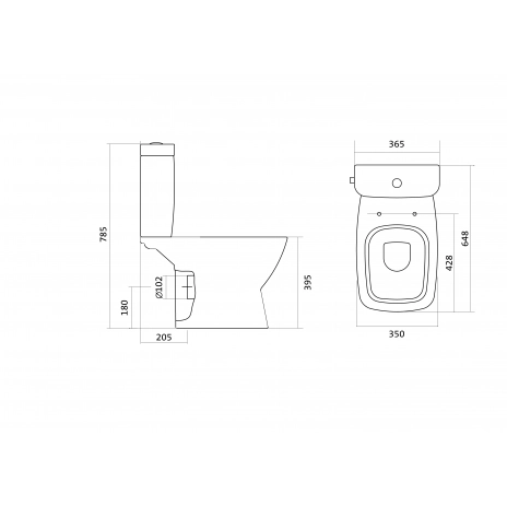 Унитаз-компакт Santek Нео с горизонтальным выпуском, стандарт- 2 реж., дюропласт, микролифт, тонкое 1WH302470