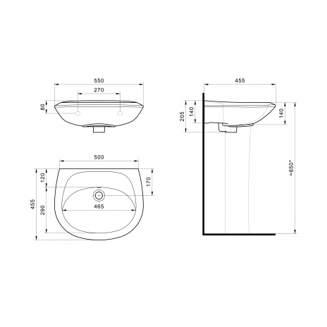 Раковина Santek Бриз 55 без отверстия под смеситель 1WH110457