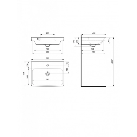 Раковина Santek Адриана 60 отверстие под смеситель 1WH501852